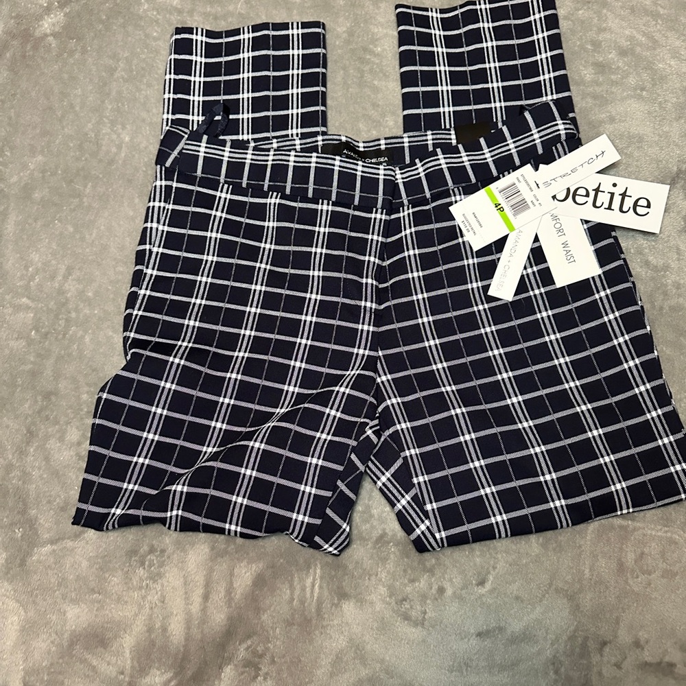 Amanda & Chelsea Navy and White Checkered Pants